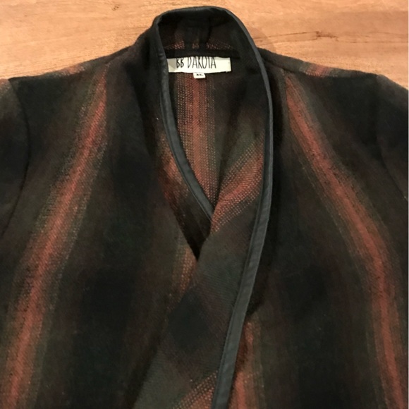 Flannel Faux Leather Trimmed Urban Outfitters BB DAKOTA jacket XS WOOL - Picture 2 of 4